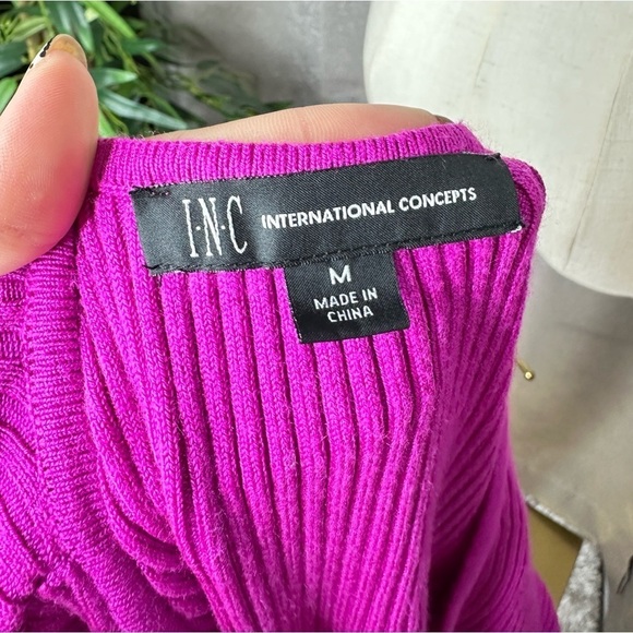 Inc International Concepts V-Neck Ribbed Knit Sweater Top in Pink Sz M - Picture 3 of 10